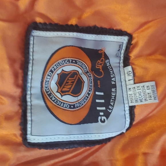 NHL OFFICIAL AUTHENTIC VINTAGE 100% GENUINE LEATHER G'lII FLYERS JACKET - Picture 4 of 13